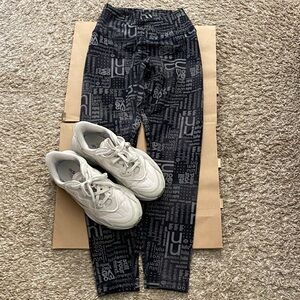 lululemon athletica Black Text Pattern Leggings